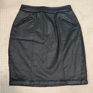 Black coated denim skirt